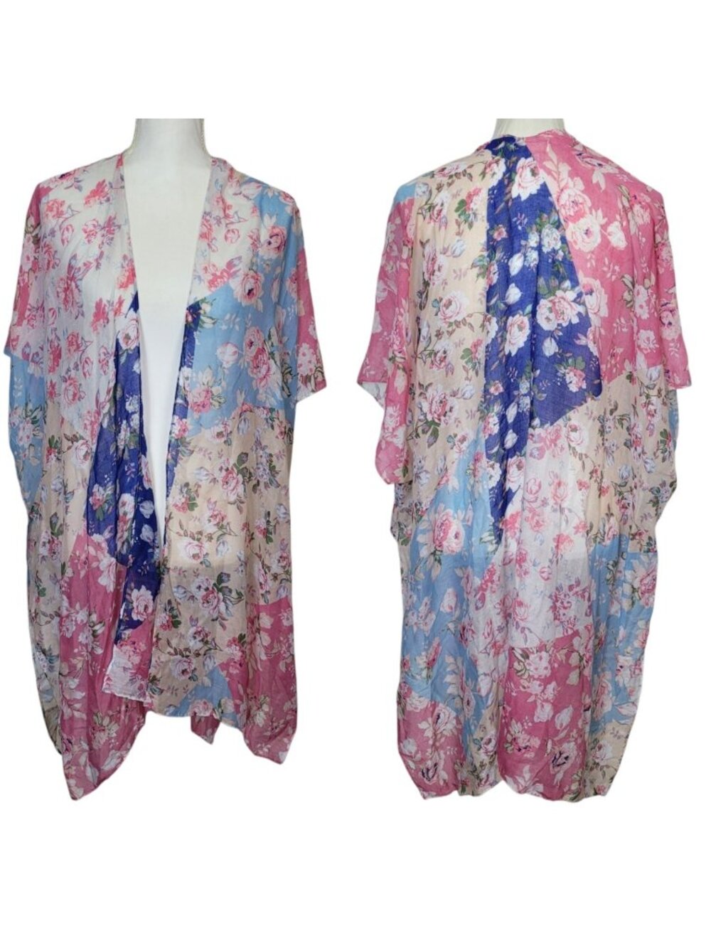 Kensie Lightweight Breezy Kimono Open Front Cardigan One Size Layering Cover Up